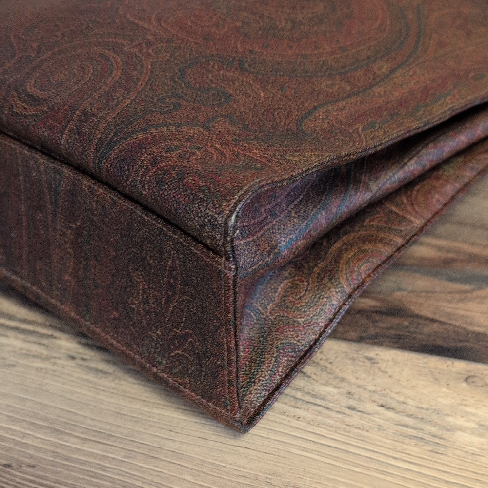 Etro Paisley Coated Canvas Vachetta Leather Laptop Briefcase Shoulder Bag - Picture 3 of 16